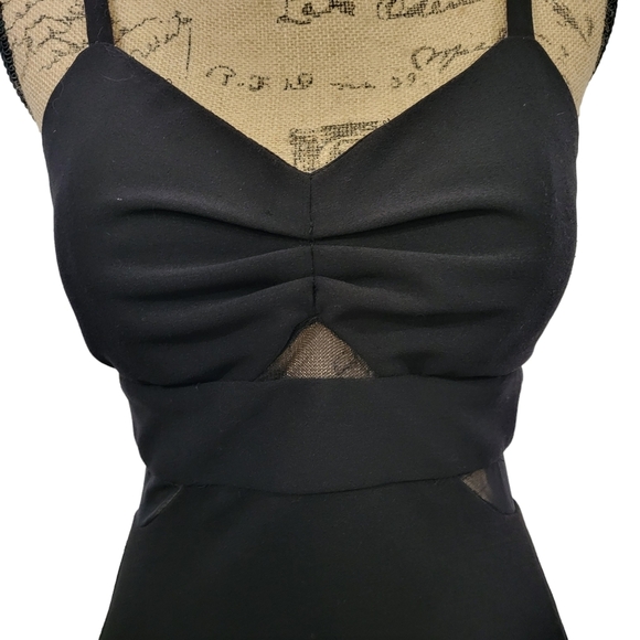 Morgan and Company mini black dress with mesh panel size 5 - Picture 2 of 4